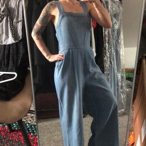 Denim Apron Bow-back jumpsuit